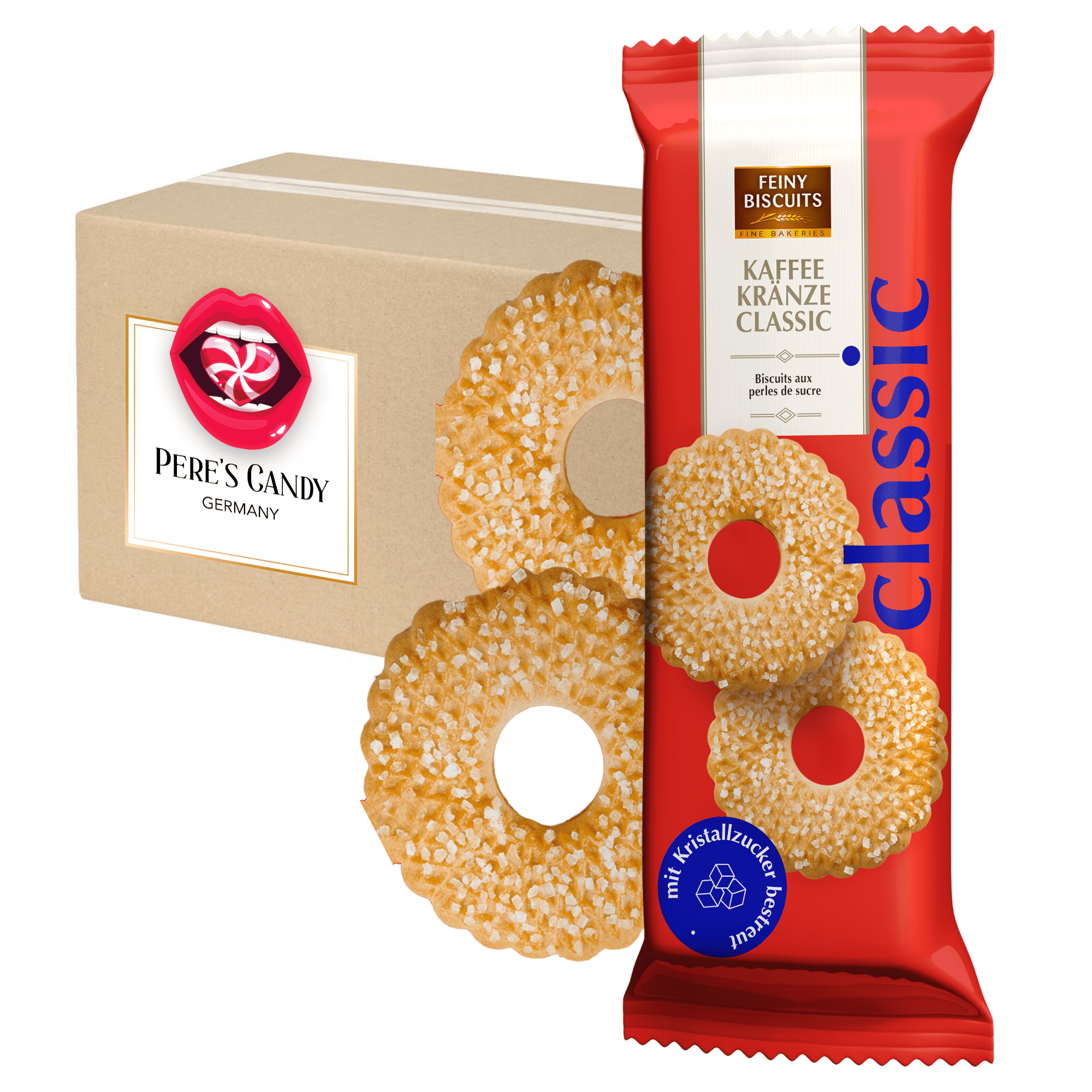 Image of 3-pack Coffee Wreath Sugar 3 X 150g - Perfect For Coffee Or Tea, Feiny Biscuits' Crunchy Coffee Wreaths Are Always A Delicious Companion