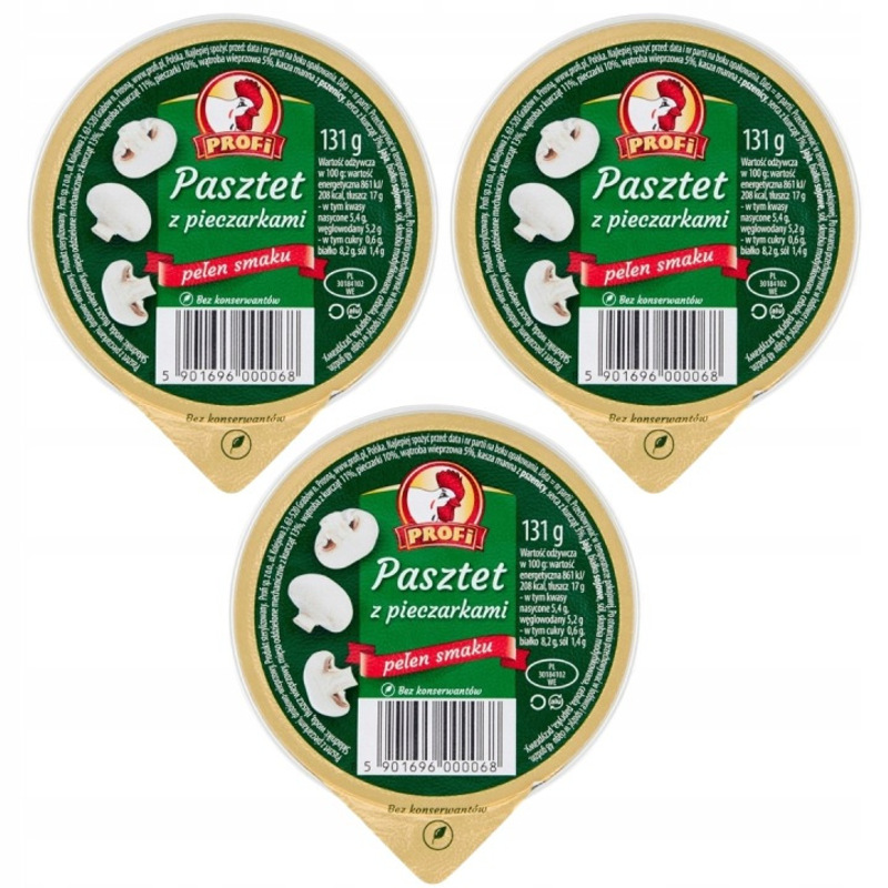 TEMU Profi Pâté With Mushrooms, 131 G X 3 Pieces