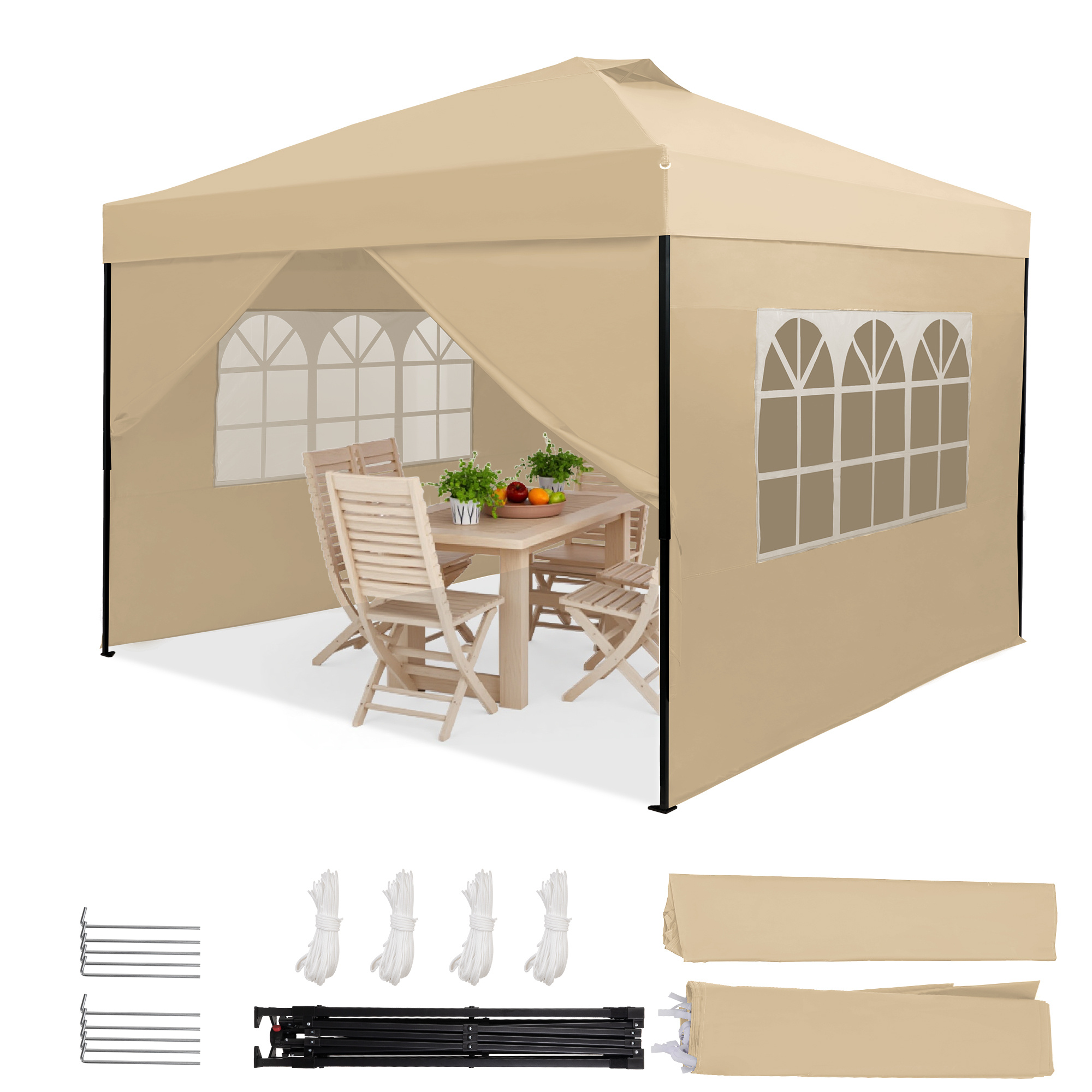 Aubor Pop Up Gazebo 3 X 3, Folding Gazebo Stable Winterproof, Uv Protection 50+ Foldable Pop Up Gazebos, Height Adjustable Party Tent, Garden Gazebo For Party