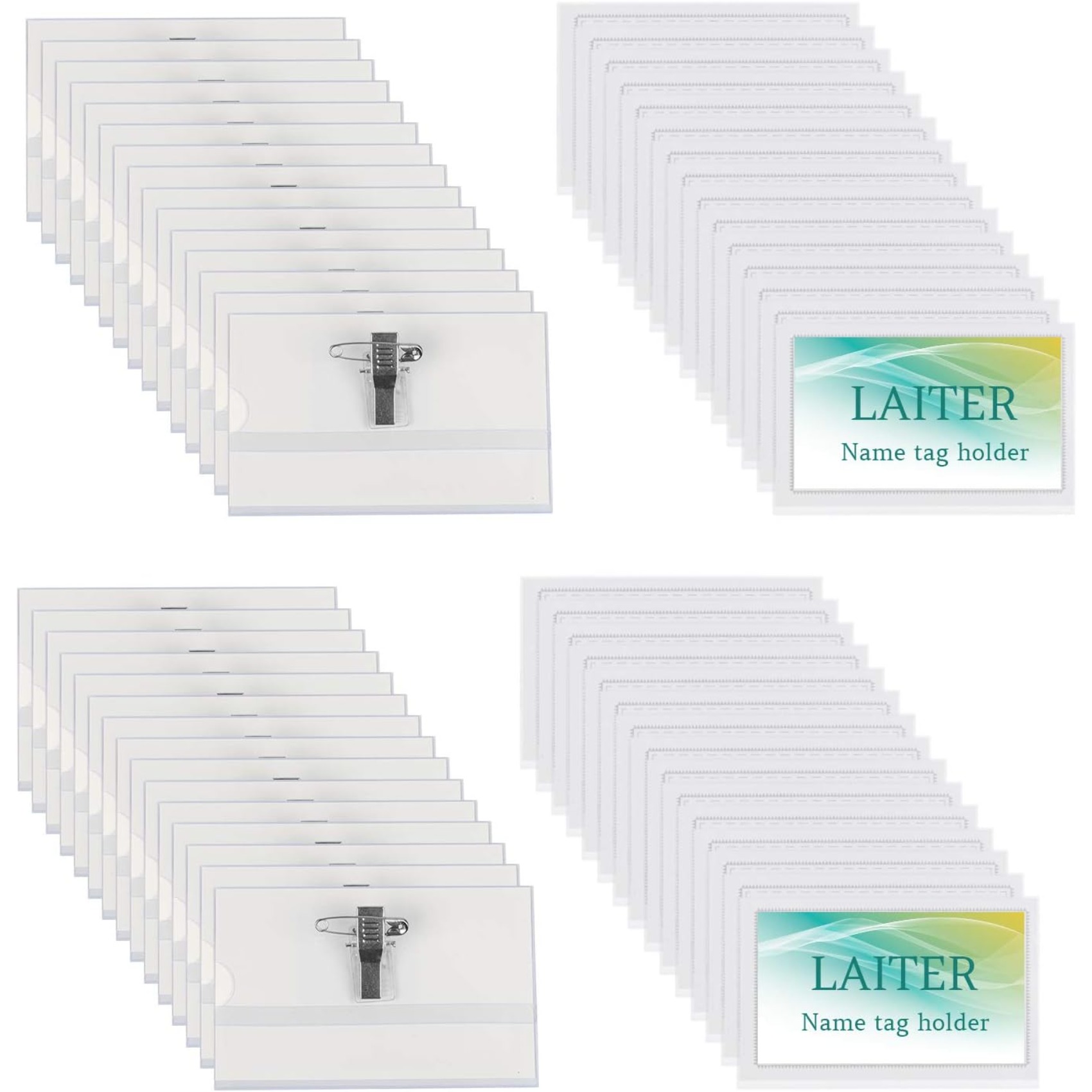 60-pack Plastic Name Tags For Business Cards, Name Tags With Clip And Pin For Schools, Events, , Small Businesses, 90 Mm X 56 Mm