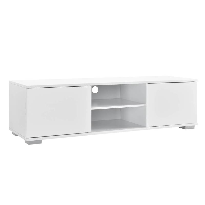 Tv Table - White/black 34.5x120x40 Cm - Tv Lowboard Cabinet Storage Cabinet En.casa