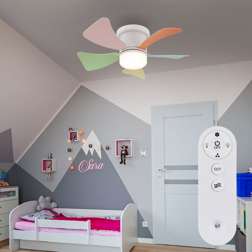 Led Ceiling Fan With Remote Control, Daylight Lamp, Timer, Cct, 10w 750lm Warm White-cold White, 6 Cm