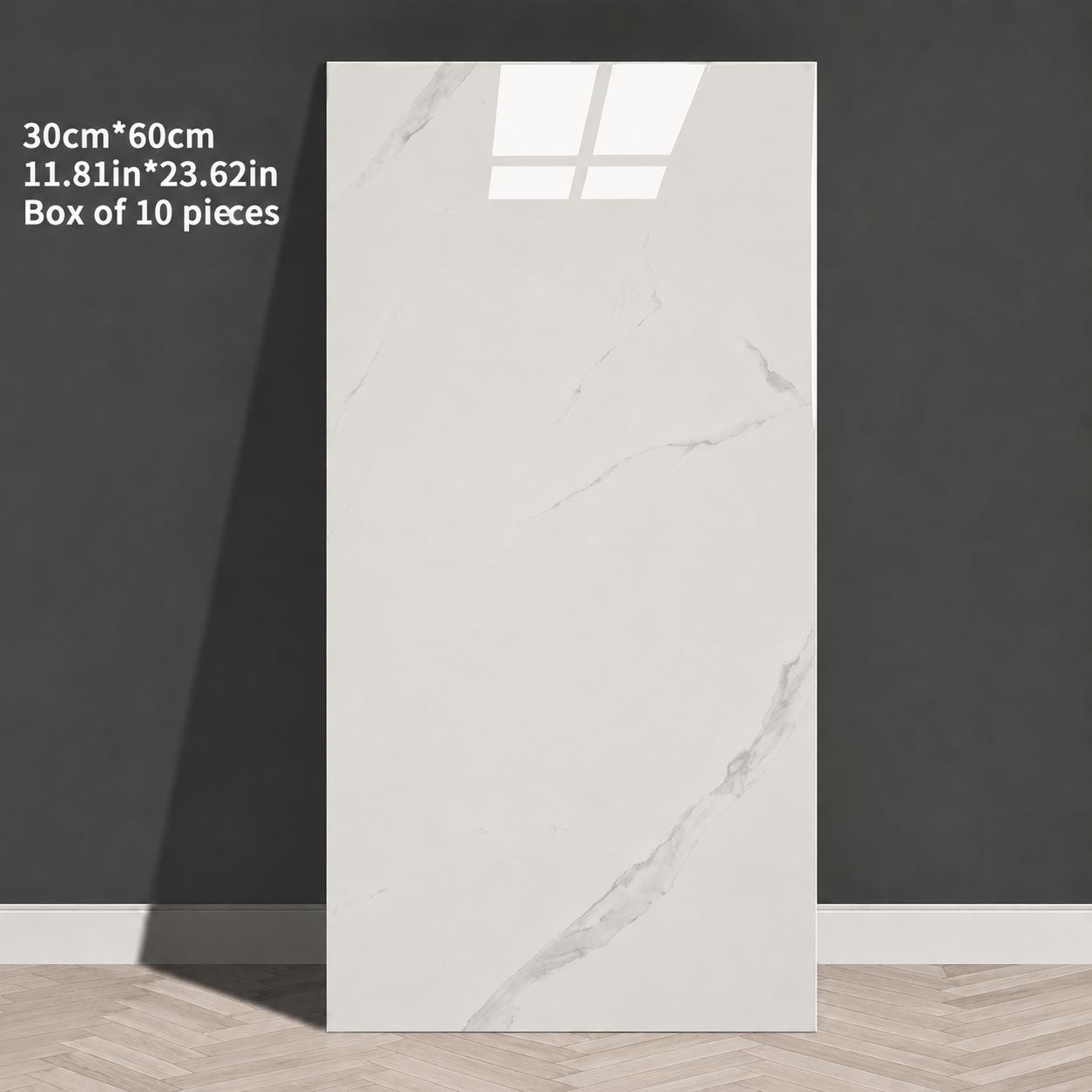TEMU 10pcs Self Adhesive Wall Stickers Tiles 60x30cm, 2mm Thickness, Marble Effect Peel And Stick Vinyl Stickers For , Easy To Clean, Waterproof And