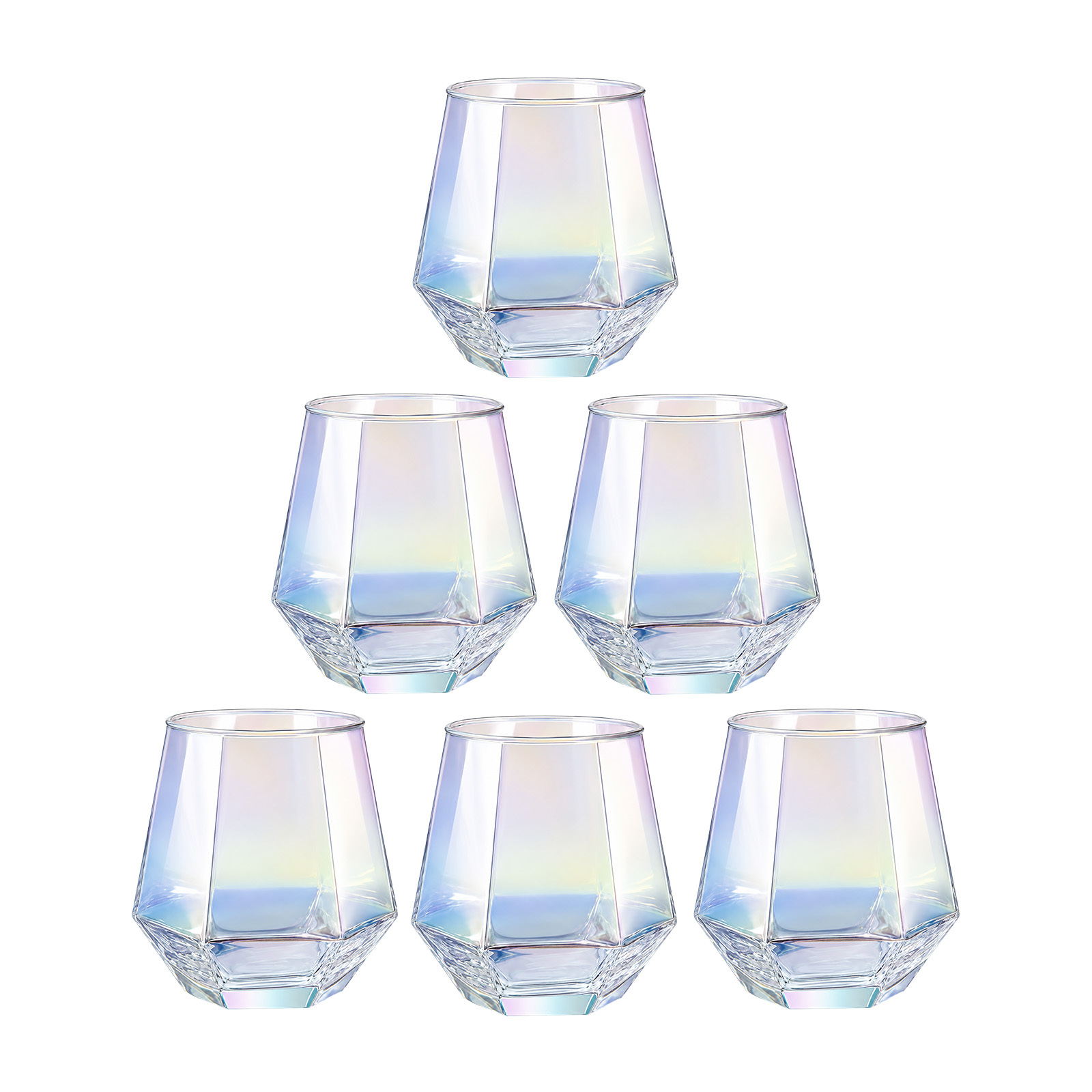 TEMU 6pcs Colorful Stemless Glass Cups, Rainbow Drinkware For Cocktail Whiskey, Decorative Home Bar Gift For Wedding & Party
