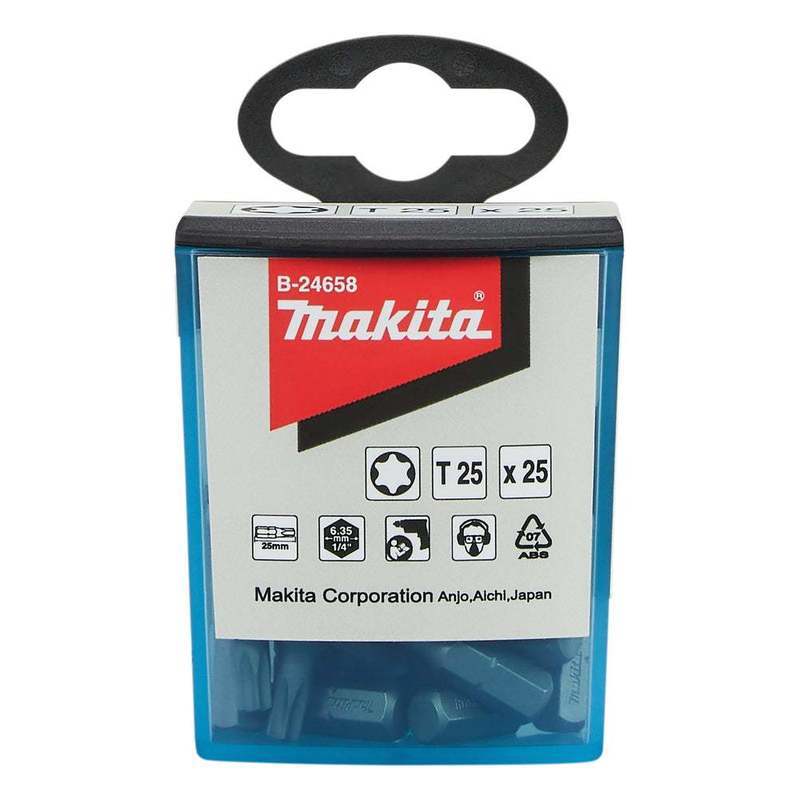 Image of Makita B-24658 Torx Bit T25 Set, 25-piece, 25 Mm – Professional Screwdriver Bits, 1/4" Hex, S2 Steel