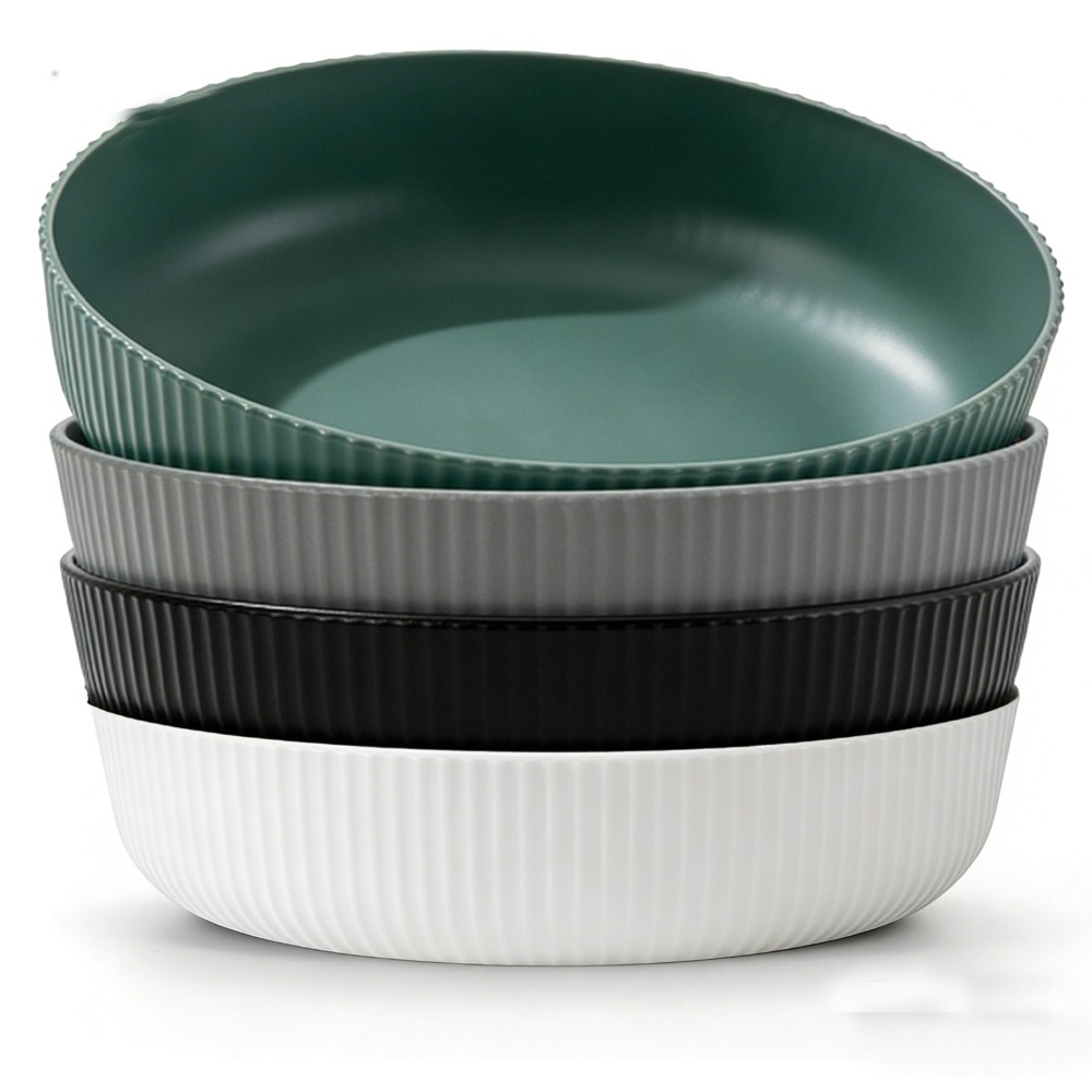 TEMU 4 Pack 1.1l Unbreakable Large Pasta Bowls, Deep Plastic Serving Bowls For Soup Salad Rice Noodles Cereal, Lightweight Stackable Dishwasher For