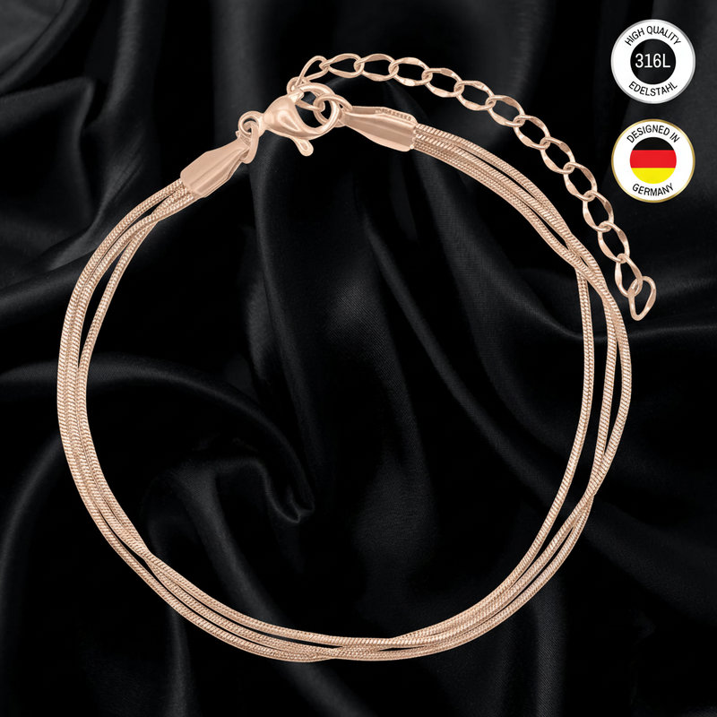 Bracelet For Women - Silvery, Golden, Rose Golden Colored - Multi-row - Water Resistant