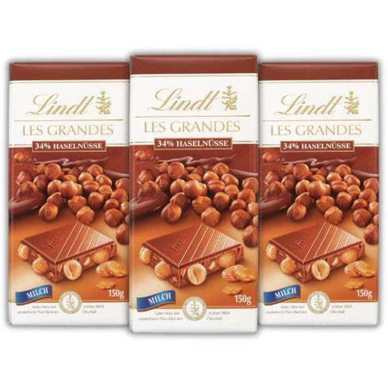 Lindt The Grand 34% Hazelnuts Whole Milk Bar 3x 150g