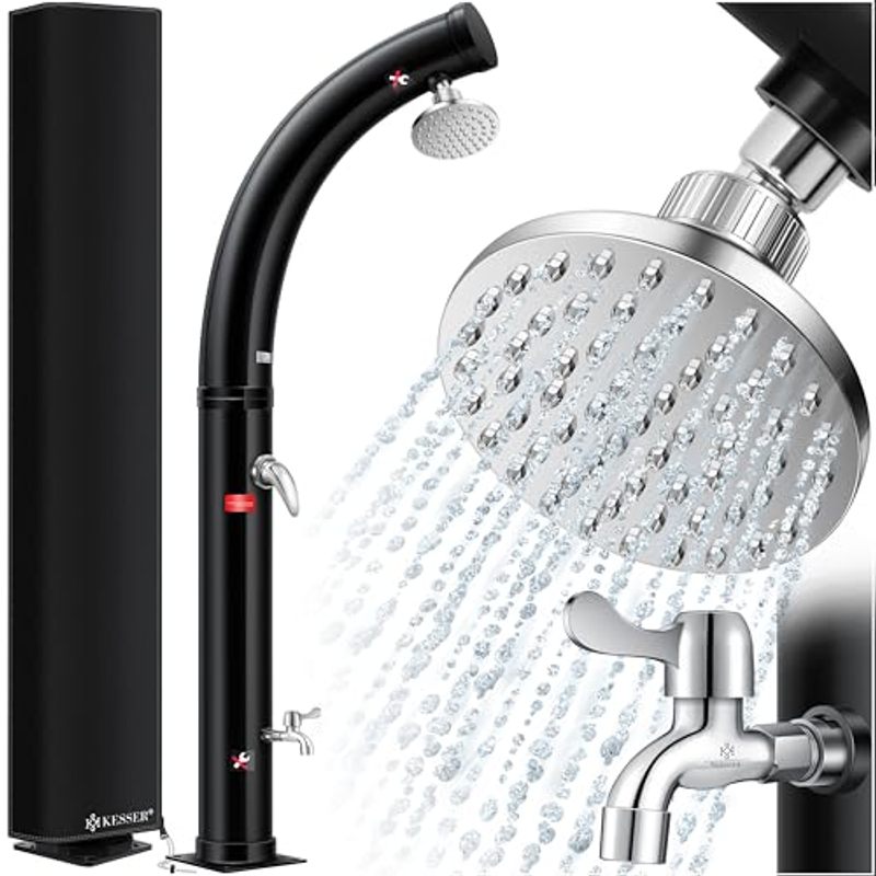 Image of Kesser® Solar Garden Shower Arch With Metal Shower Shelf, Protective Cover & Bag | 20 Liter Warm To 60°c For Pool Shower & Camping | Rain Shower Head & Faucet | Garden Hose Connection