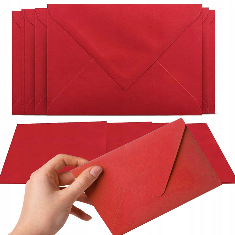 TEMU Enveloppes d'invitation décoratives rouges C6, 114×162 mm, 10 pièces
