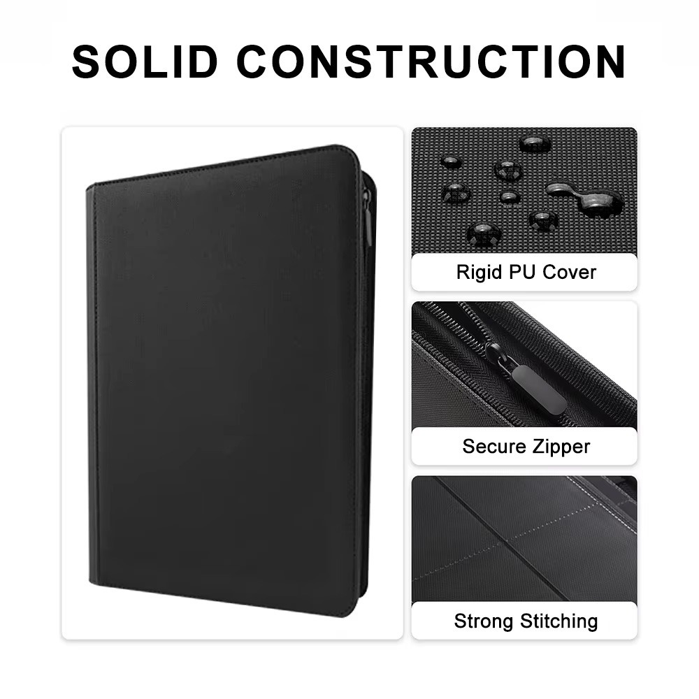 Portable 16-pocket Trading Card Binder, Holds 1024 Cards With 32 Removable Double-sided Sleeves, Card Storage Album For Sports Game Cards