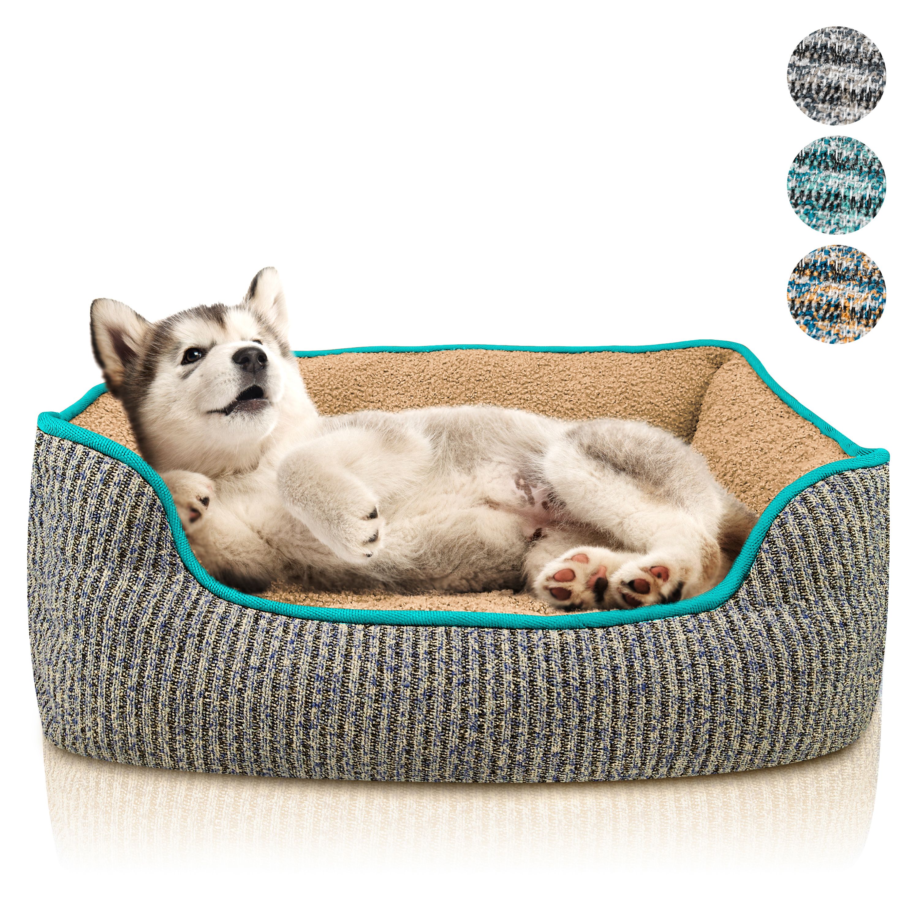 Bluzelle Dog Bed For Small , Dog Basket Dog Sofa Dog Cushion Cat Bed Cat Cushion, Washable Non-slip Removable Cushion Fluffy Plush Teddy Fur, Size S
