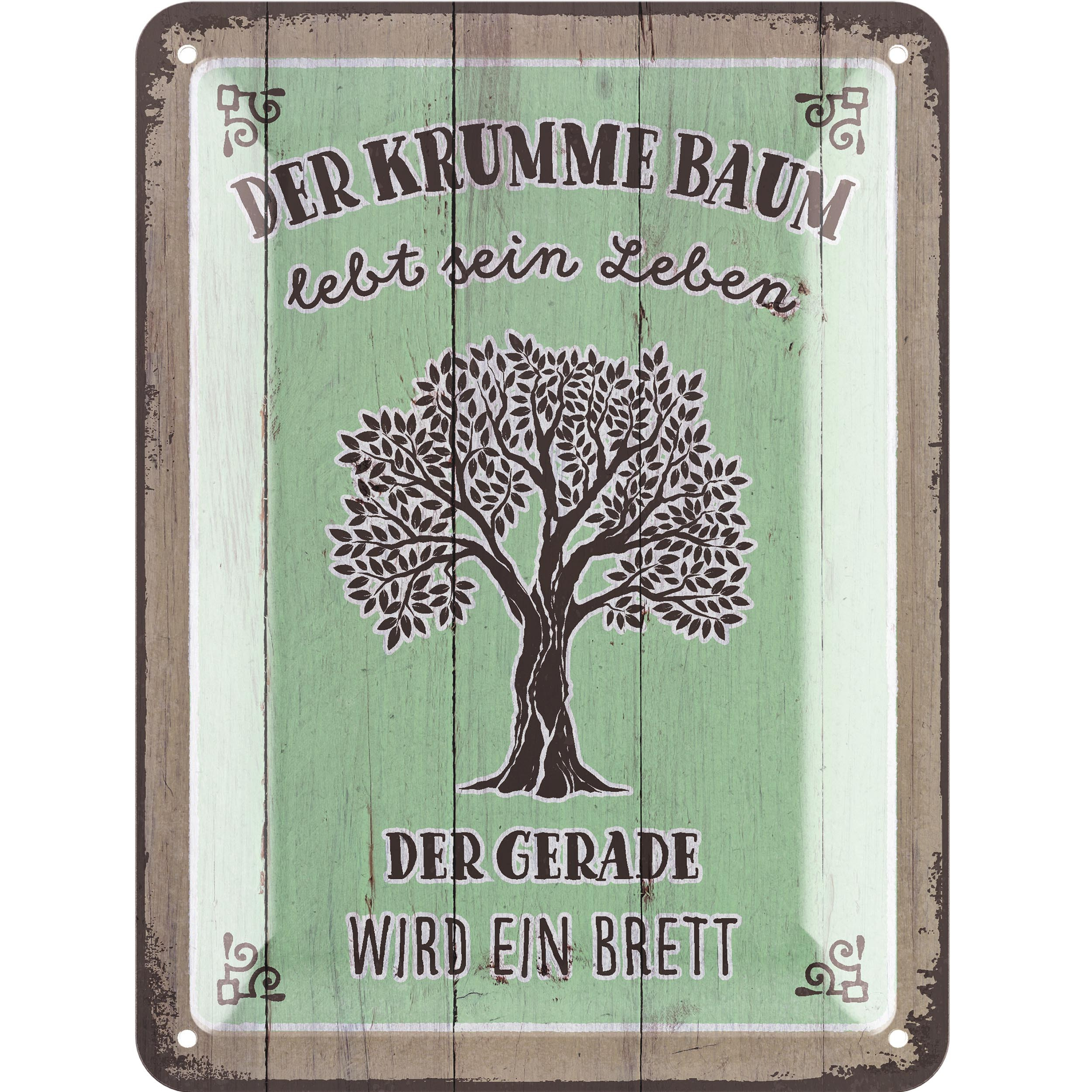 Image of Vintage Metal Sign – Crooked Tree – Retro Metal Signs, Retro Metal Sign For Garden & Kitchen, 15x20 Cm