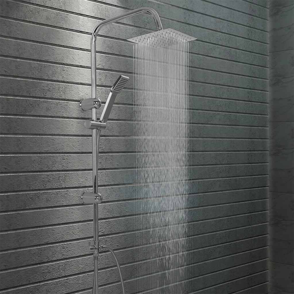 Image of Double Shower Set With Hand Shower, Rain Shower System, Shower Faucet, Head Shower, Shower Arm, Shower Head, Stainless Steel Shower Fixture