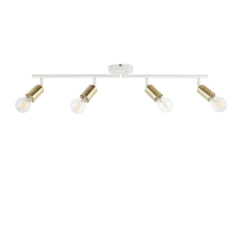 First Choice Lighting Journey - Matt White & Gold 4 Way Adjustable Ceiling Spotlight
