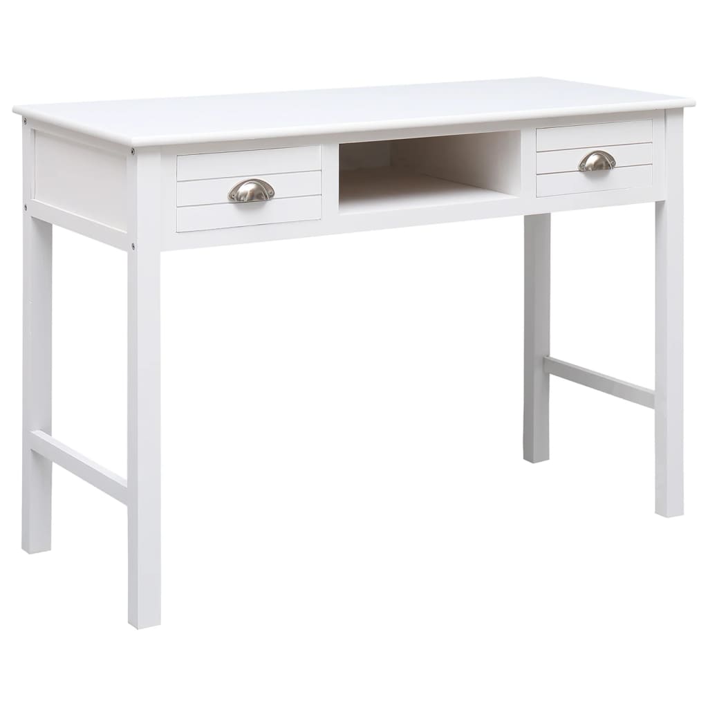 Vidaxl White Desk 108x45x76 Cm Solid Wood