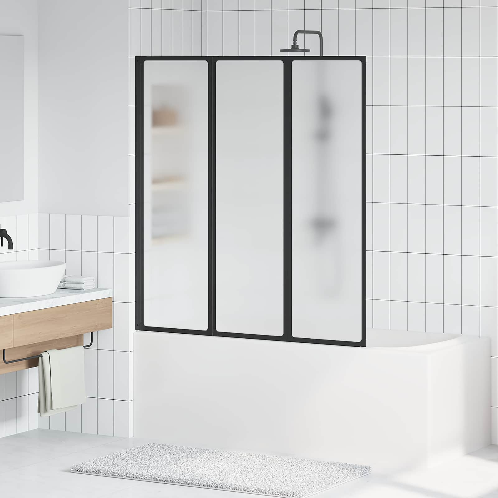 Vidaxl Bathroom Divider Shower Partition Indoor Screen Modern Foldable Shower Partition Bathroom Structure Bathroom Accessories