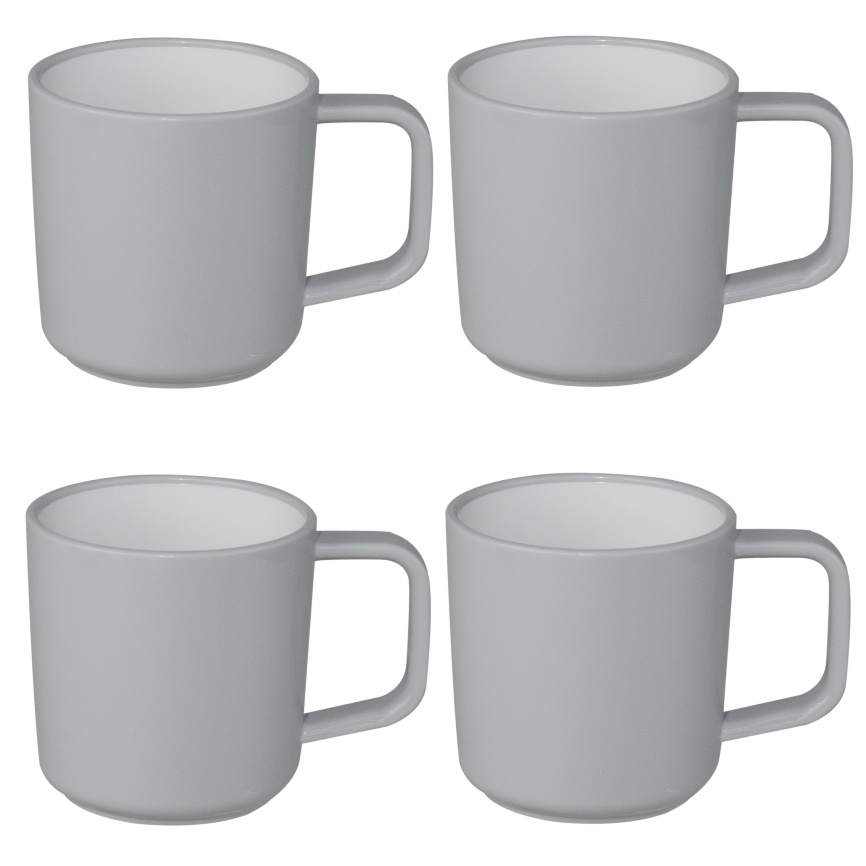 Abs Camping Cup Set, Non-slip, Elegant Colors, 4 Cups, 350ml Each - Grey White, Camping Tableware, Dinnerware For People, Picnic, Camping, Outdoor