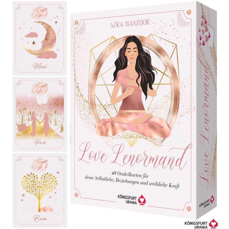 Image of Love Lenormand 40 Oracle Cards For Your Self-love, Relationship, Female Power - Book - Azra Manzoor - 160 Pages - German - 2025 - Königsfurt Urania - Ean 9783868268195