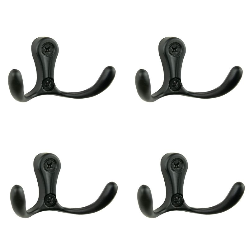 Image of 4 -mounted Bathroom Hook, Screw-on, Metal, Black