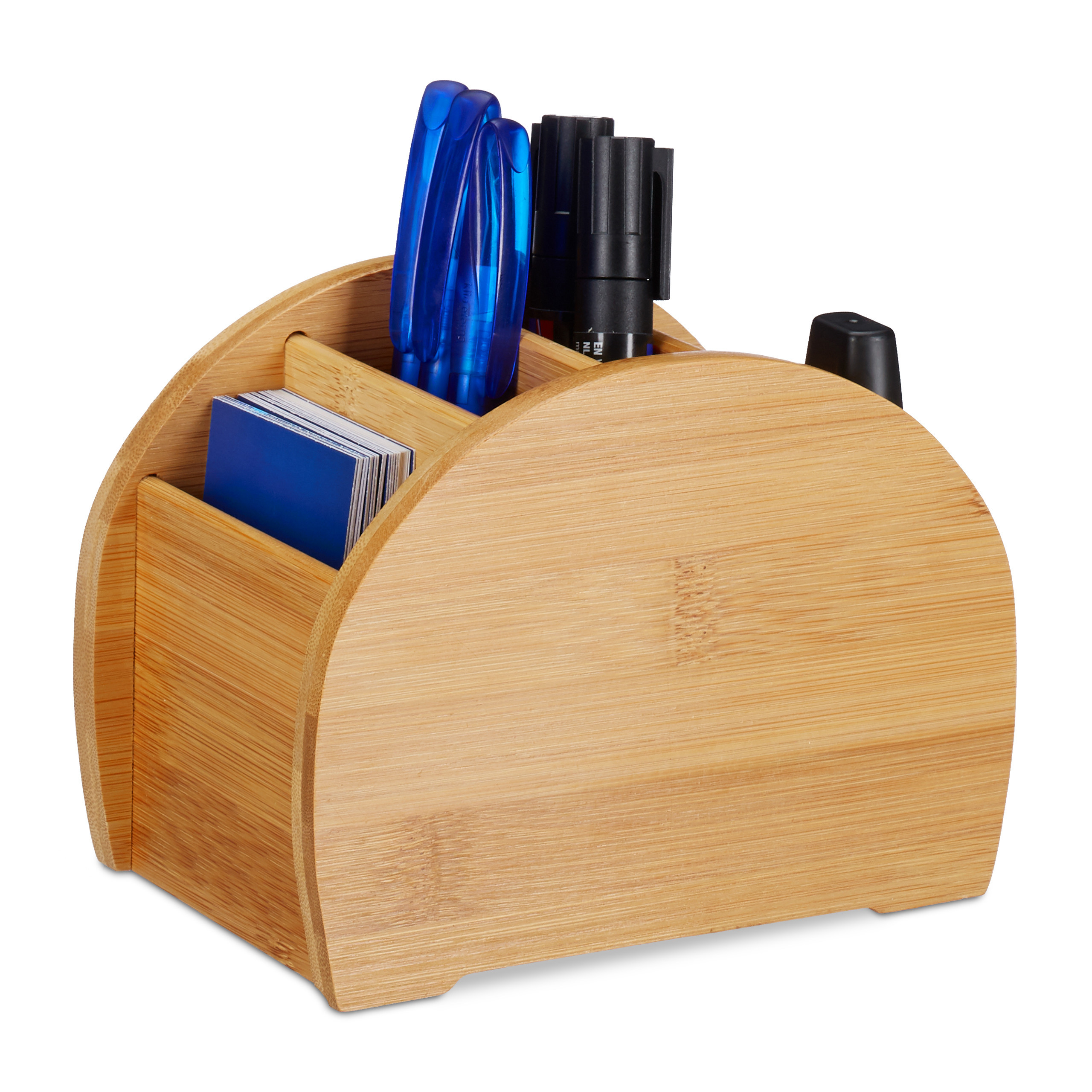 Pen Holder With 4 Compartments In Natural Finish