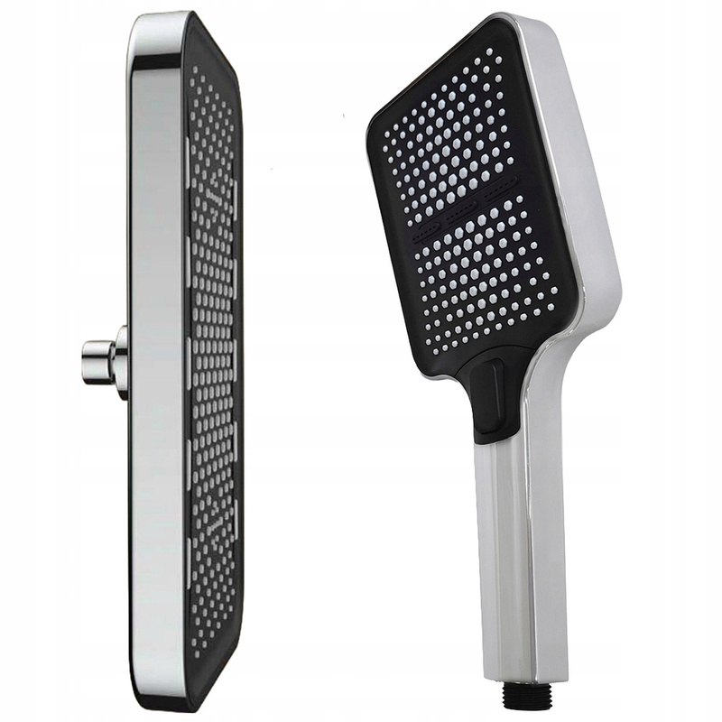 Image of Shower Set: Rain Shower And Rectangular Handheld Showerhead +