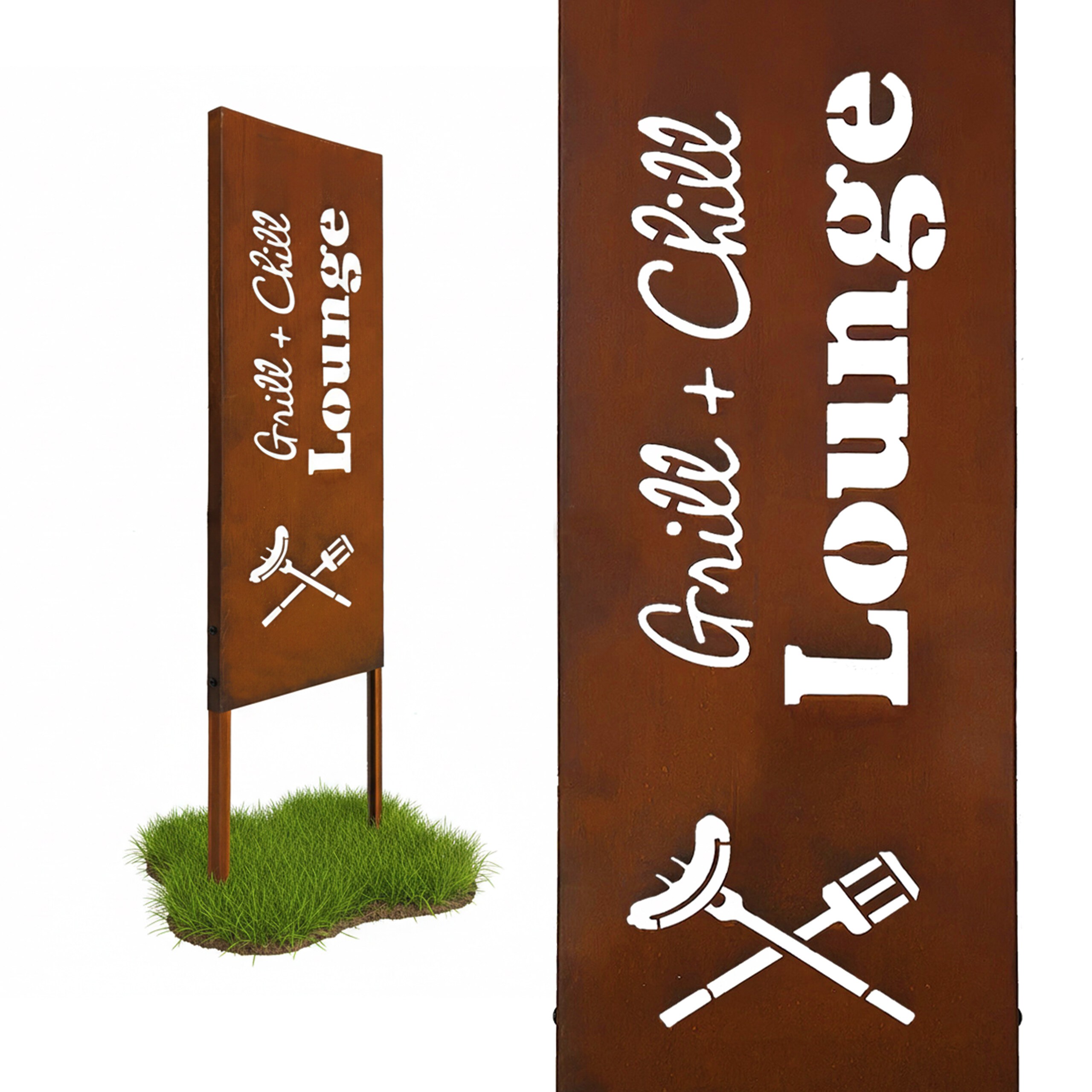 Rustic Garden Decor "grill & " In Brown - 85 X 28 Cm