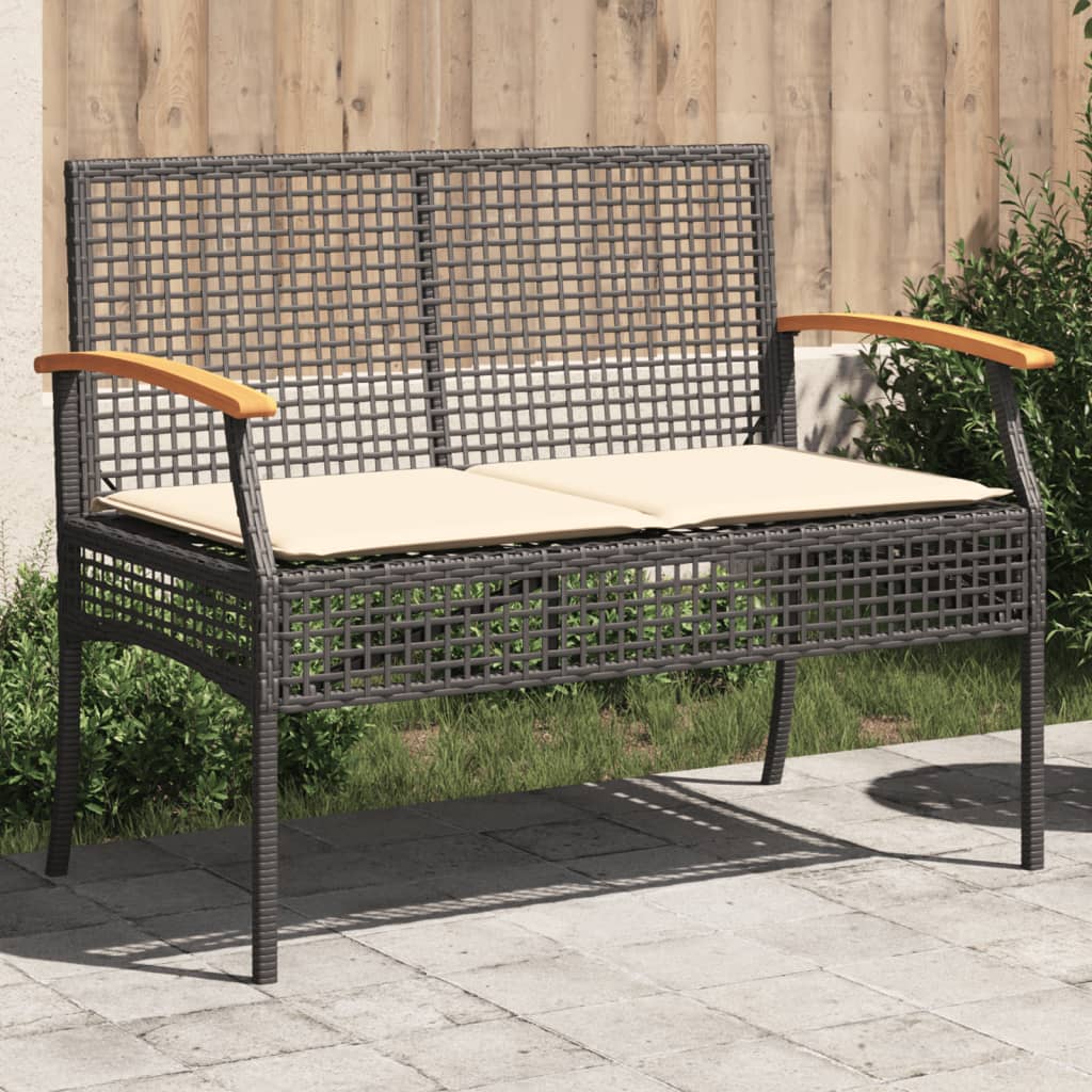Vidaxl Garden Bench Park Bench With Cushions, Poly Rattan Acacia Wood