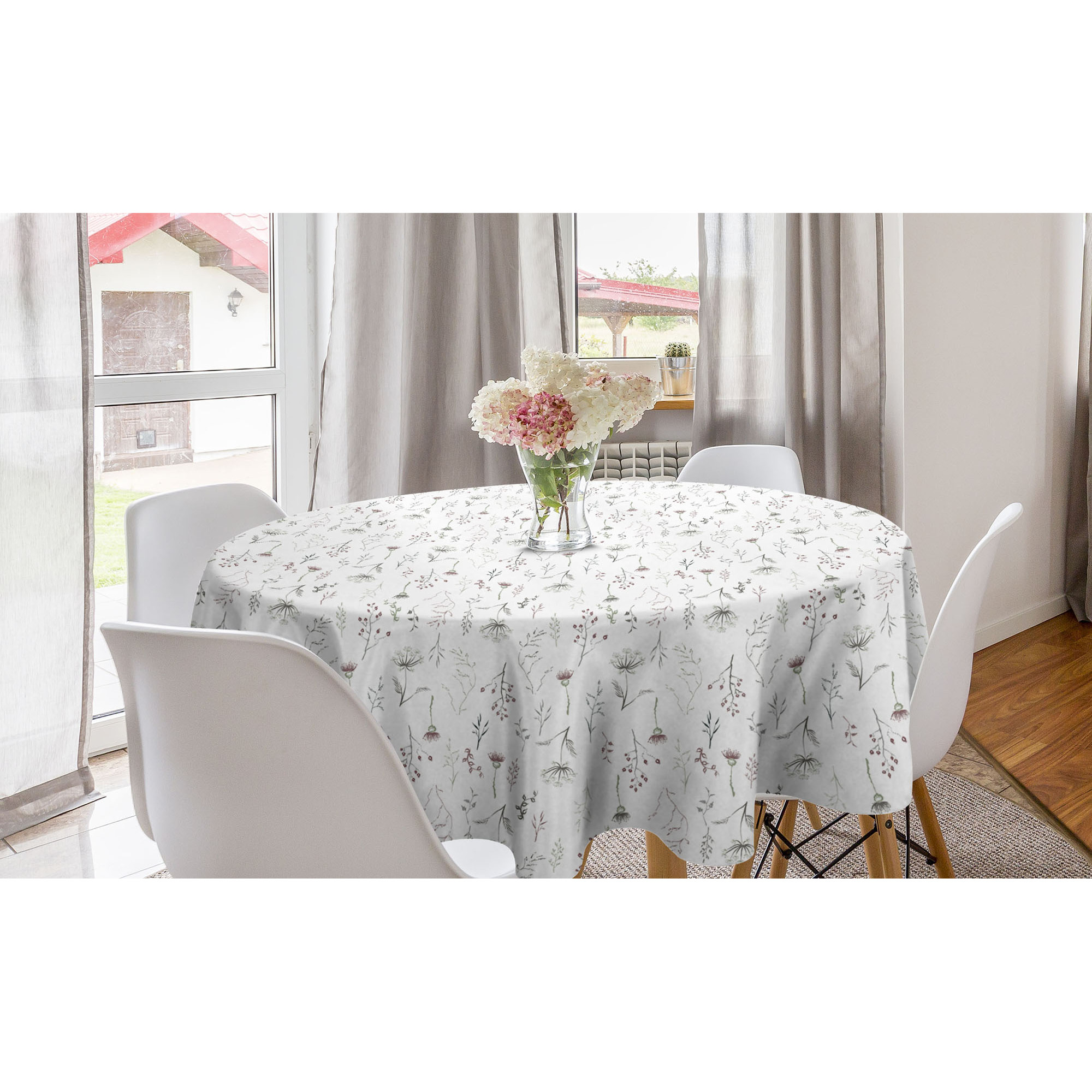 Black And White Round Tablecloth, , Circle Tablecloth Cover For Dining Room Kitchen Decoration, 150 Cm, White Black