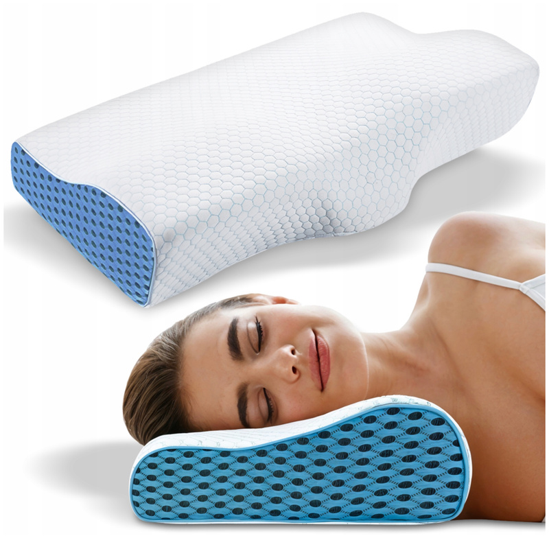 Image of Ergonomic Orthopedic Made Of Memory Foam, Adjusts To Of The And Neck, Provides Comfortable Sleep And Spine Support, Cover With A Zipper, Ideal For People With Pain.