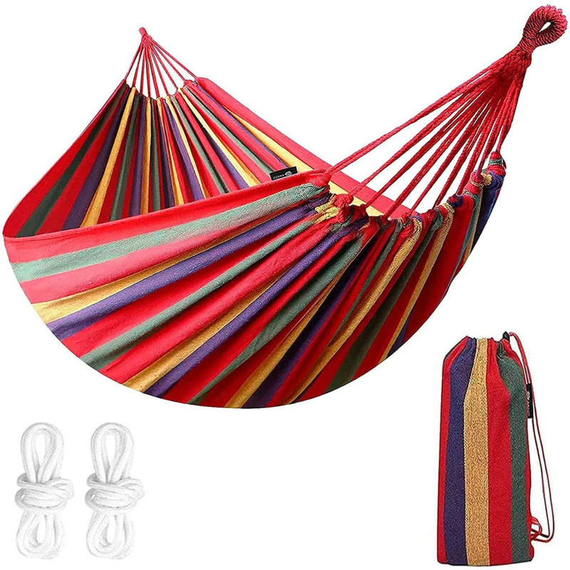 Garden Hammock 1-person Swing Hammock Lounger + Cover 200x70cm Red