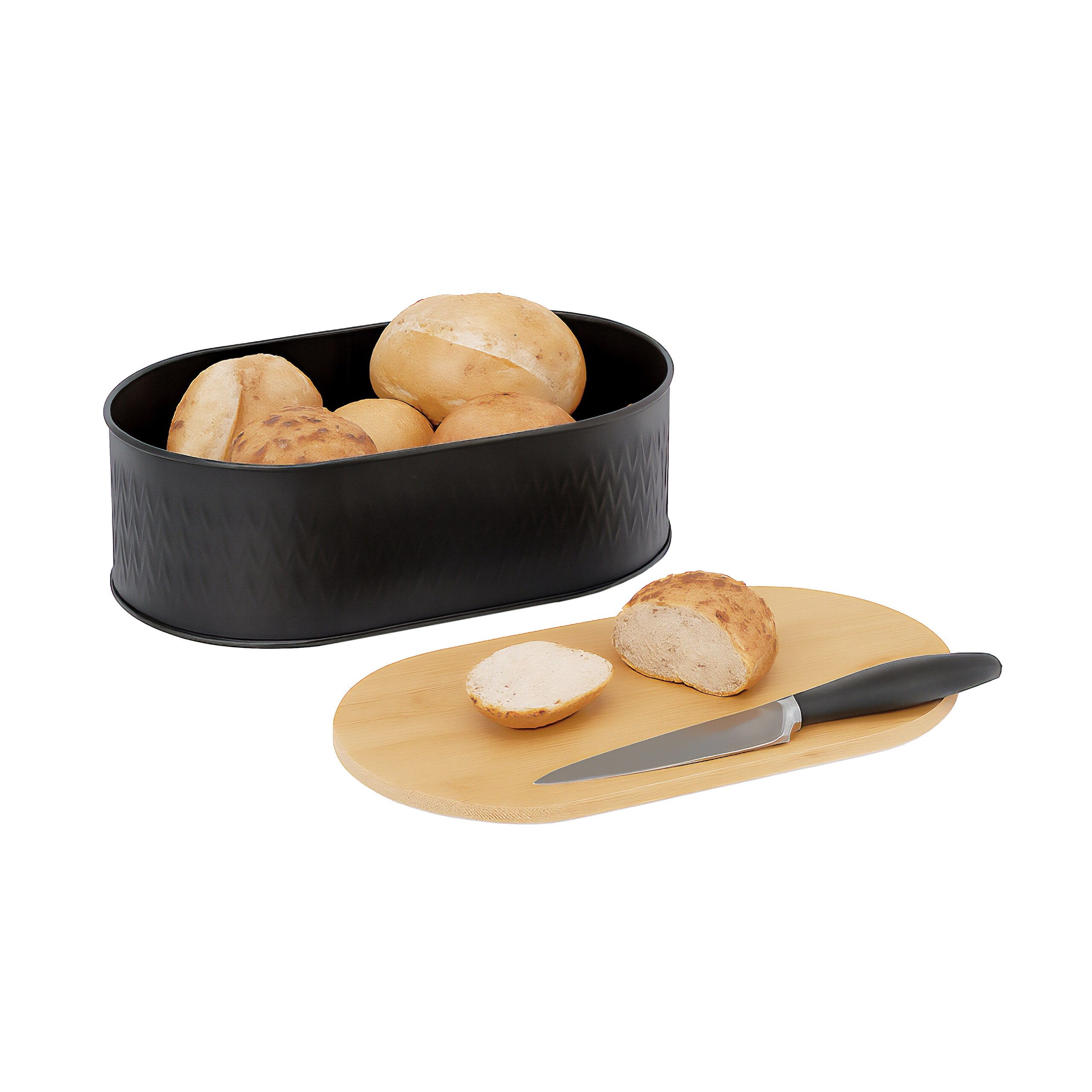 E-shop Brotkasten in Schwarz/ Natur - (B)33.5 x (H)12 x (T)18 cm