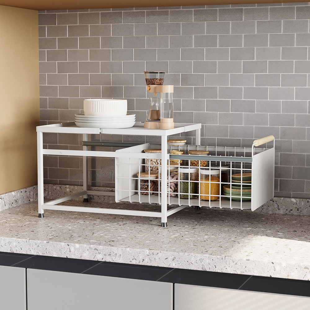 Under-Sink Storage Rack with Multi-Tier Drawer Design