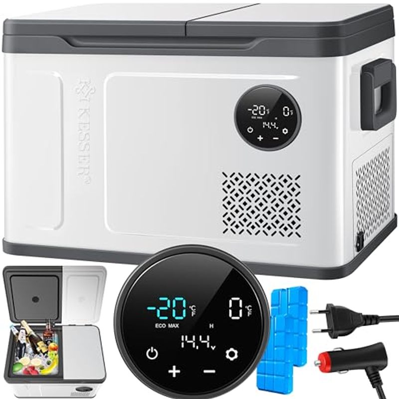 Image of Kesser® Compressor Cooler -in-1 Cooler & Freezer Compartment, 40 Liter Electric With 2x Ice Packs & Led Touch Control | Refrigerator Cooling Down To -20°c For Camping, Car, Truck 12/24v 230v