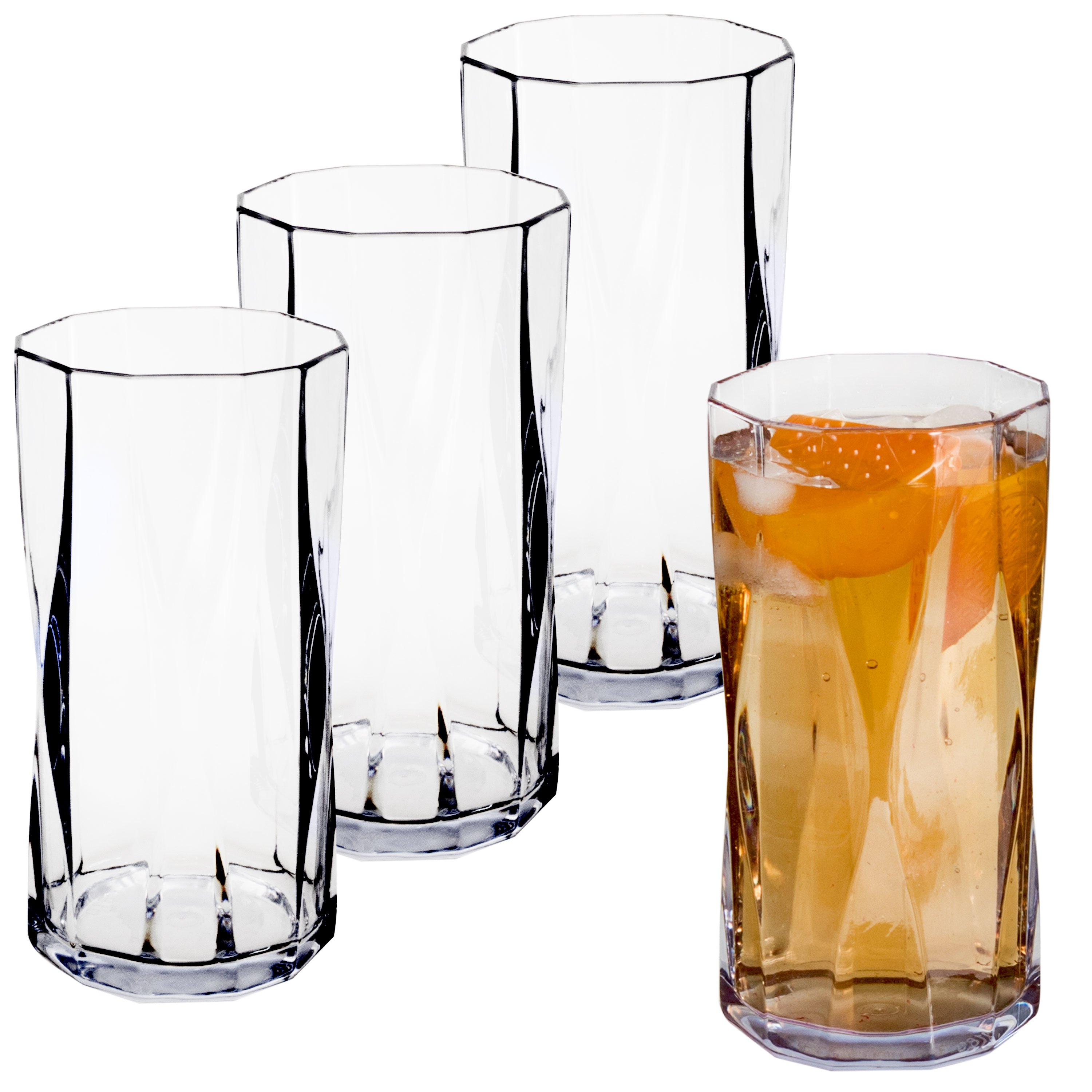 Image of 4x Acrylic Camping Glass 450ml Clear - Acrylic Glass Plastic Water Glass | Optics Picnic Cup Children Seniors Long Drink