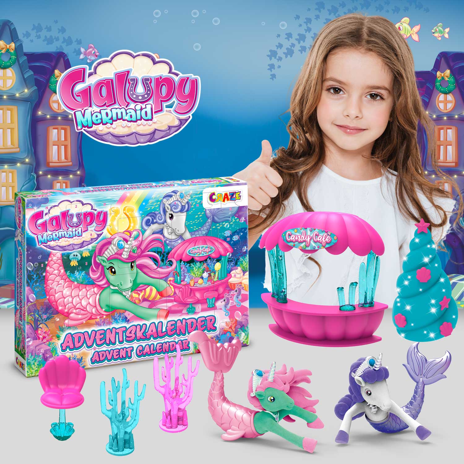Image of Mermaid Advent Calendar For Kids Ages 3+ – 24 Mermaid Surprises With Figures, Accessories, And 3d Playset