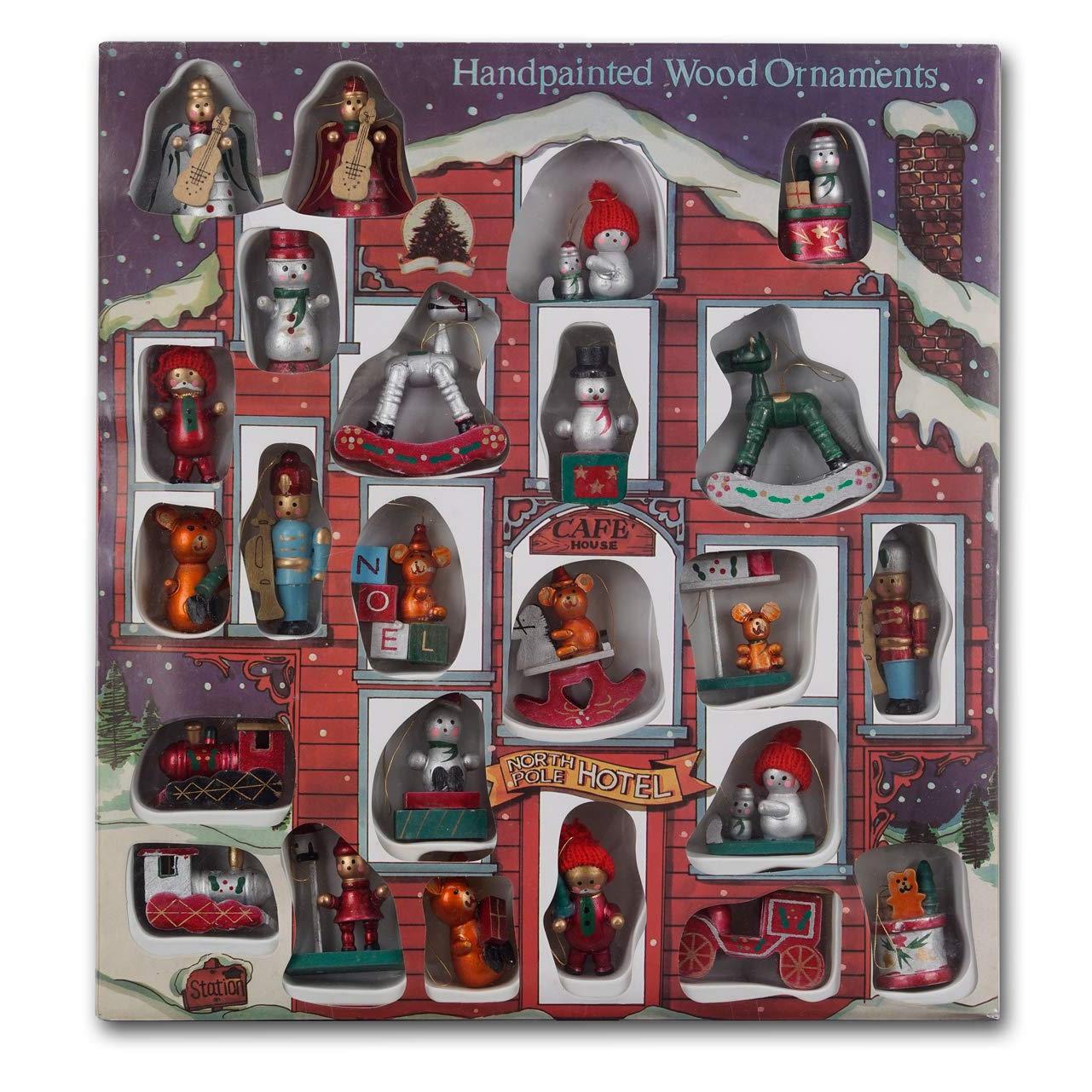 Image of Brubaker 24-pc. Wooden Christmas Tree Decoration Set, .5 Cm Large Figures, Hand-painted And In Xxl Christmas Gift Box.
