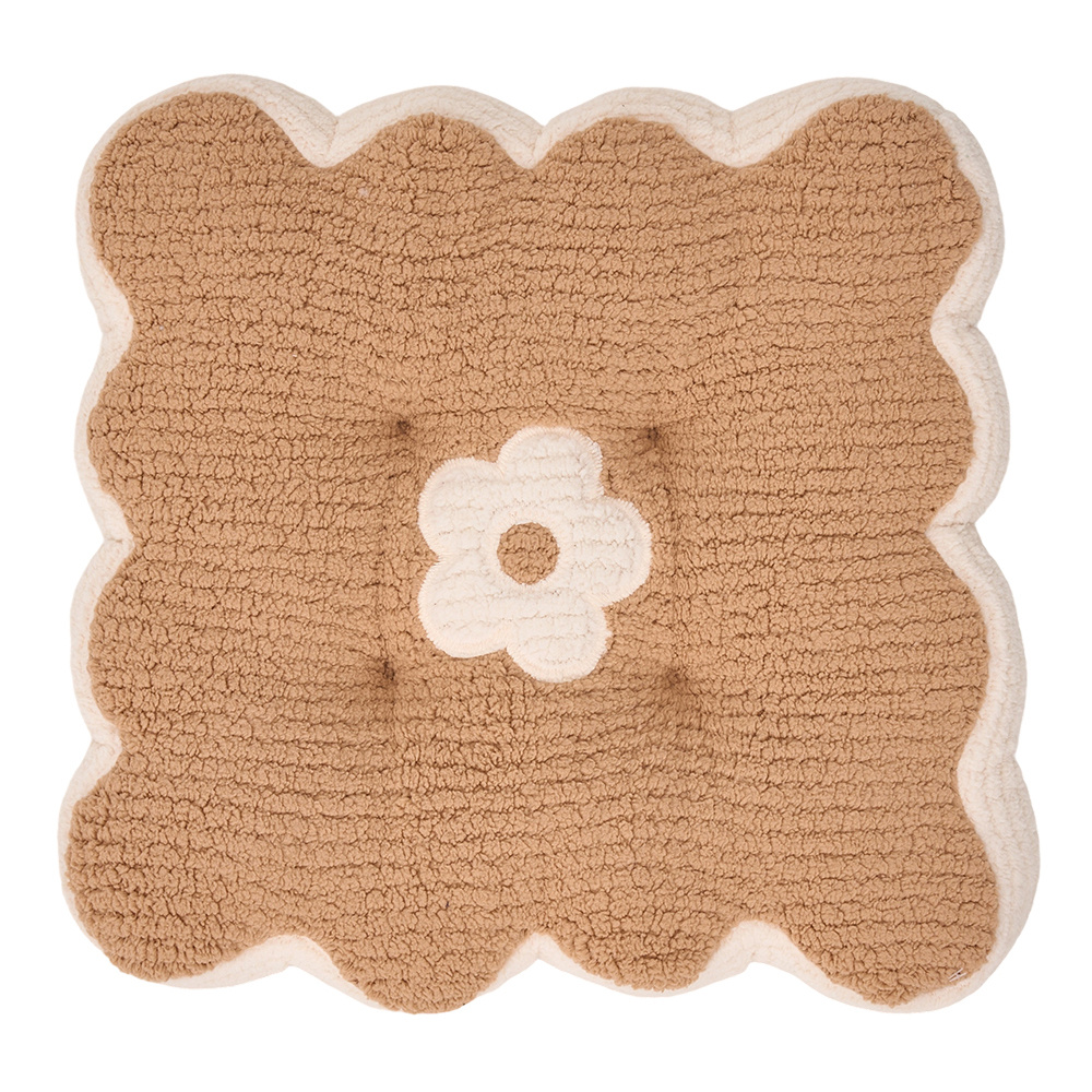 TEMU 40*40cm Thick Plush Cushion, 8-9cm High Elastic Polyester , Soft Cushion For Office Or Home Use, Pink/coffee/green/gray