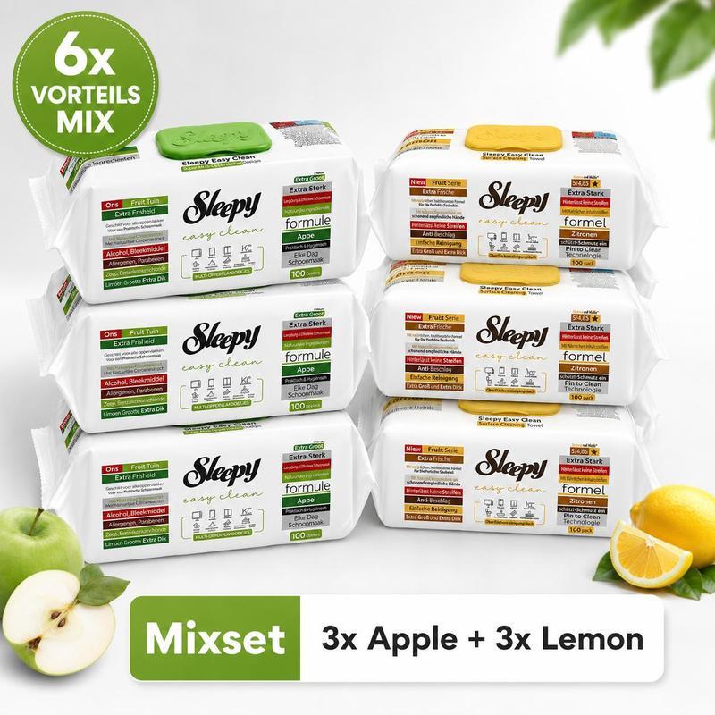 Image of Sleepy Easy Clean & Lemon Mix 6-pack – 3x & Lemon Each – 600 Cleaning Wipes