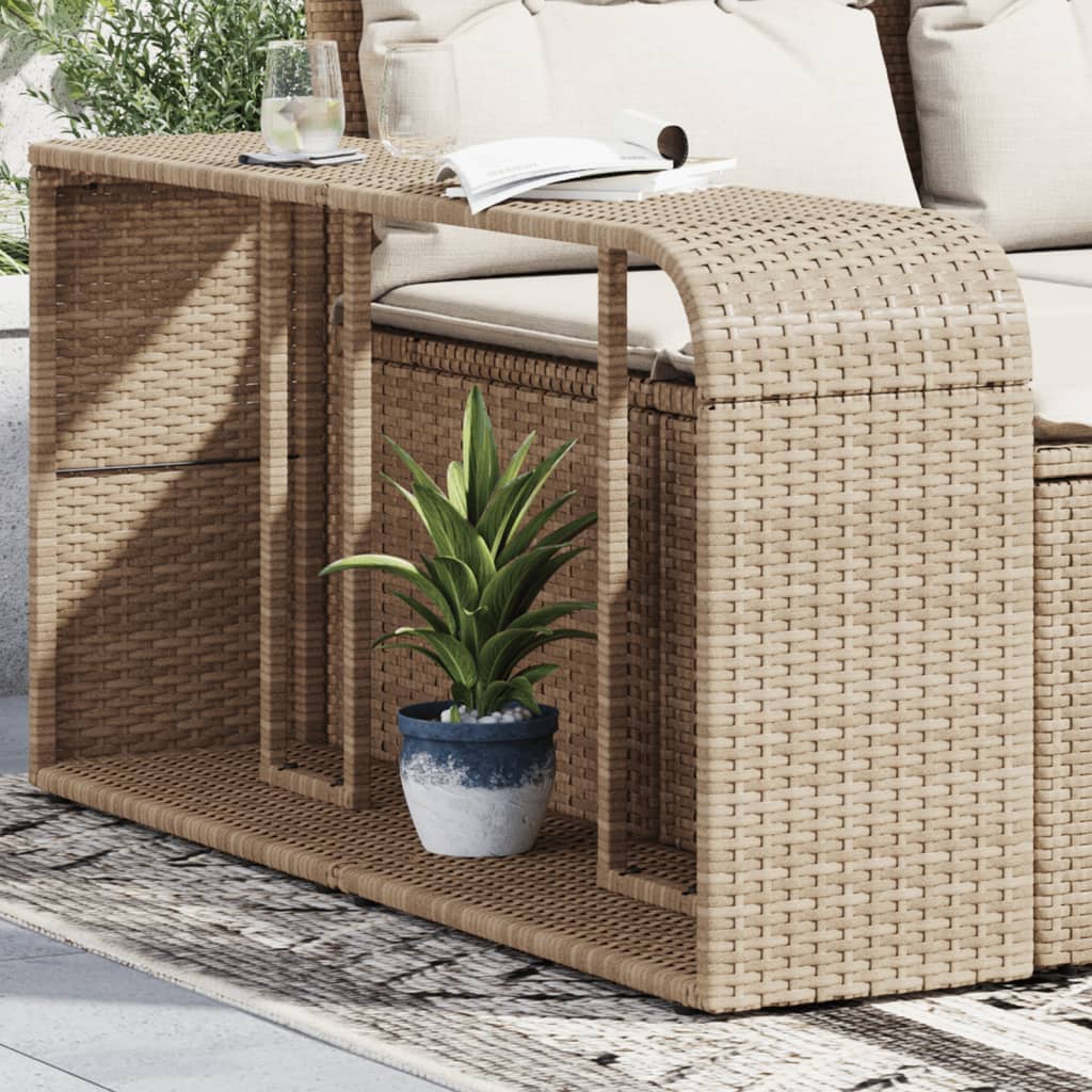 Image of Vidaxl Outdoor Shelf 2pcs., Standing Shelf With Lots Of Storage Space, Garden Shelf With , Patio Furniture, Beige Poly Rattan