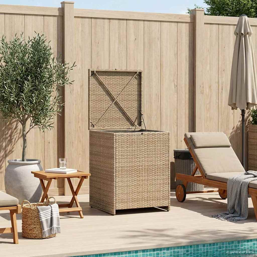 Image of Vidaxl Outdoor Storage Box Cushion Storage Rectangular Storage Unit Storage Container For Chest For Indoor Storage Rustic Storage Home Accessory Storage Poly Rattan Crate Garden Cushion Holder