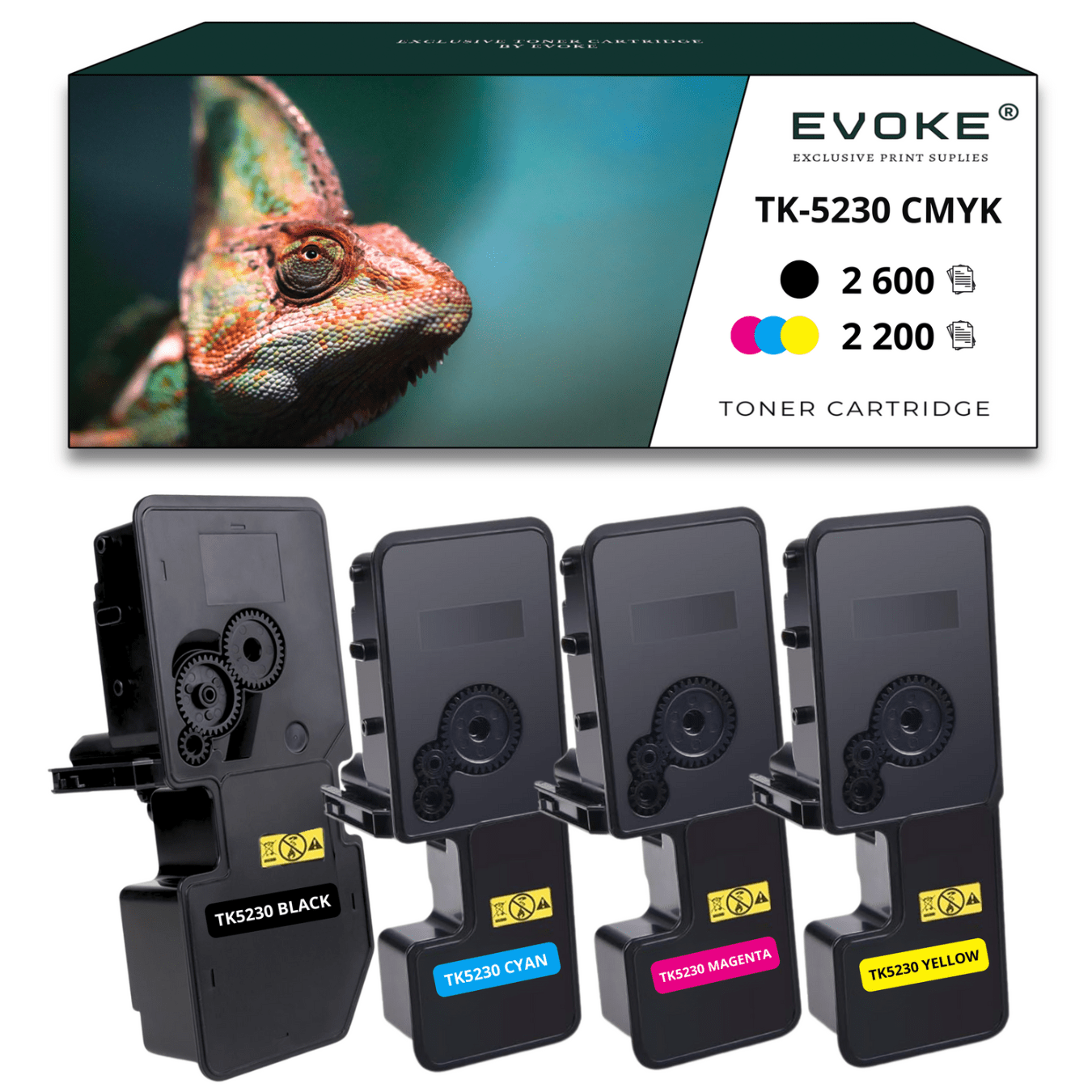 TEMU TK5230 Toner compatible avec Kyocera P5021Cdn, P5021Cdw, M5521Cdn, M5521Cdw (ensemble CMYK) 9200 pages, toner pour cartouches XL, noir, ensemble