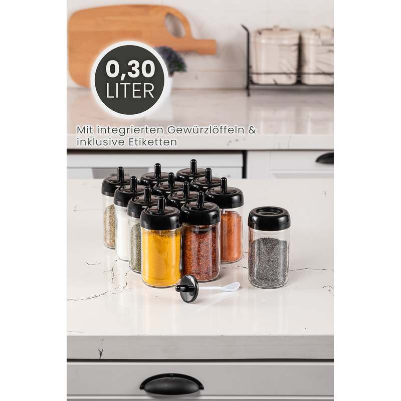 Viwares Spice Jars 12pcs Large Set With Spoon