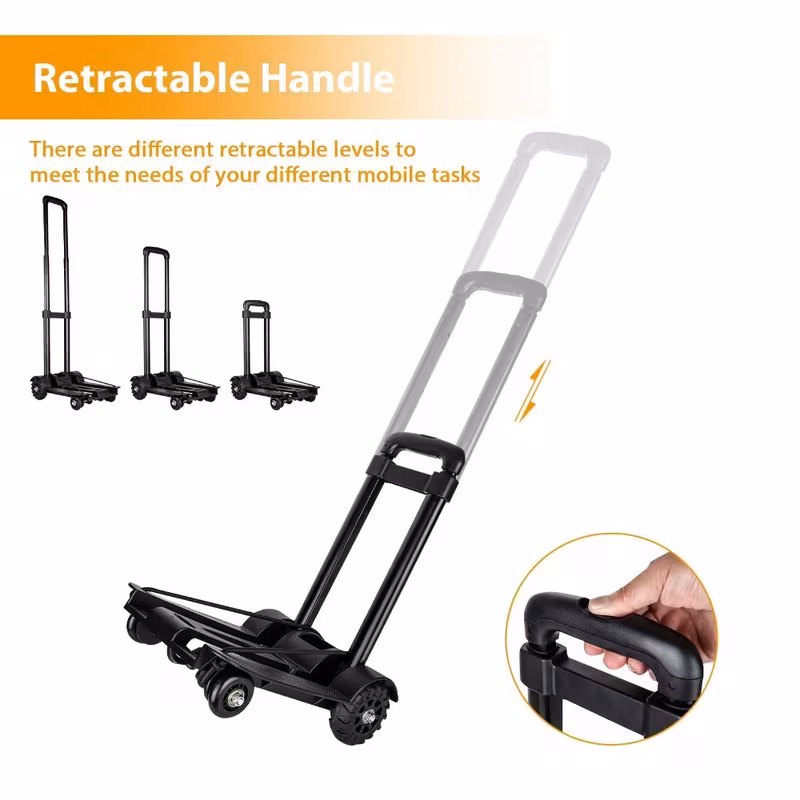 folding hand truck 75kg 4 wheel luggage sack trolley lightweight alloy with 2 elastic ropes for shopping details 5