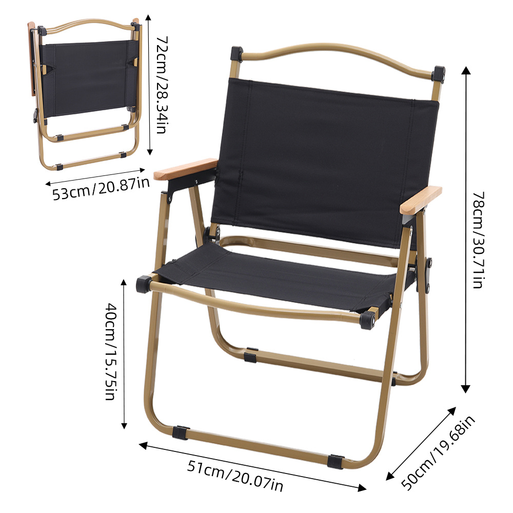 Black Outdoor Camping Folding Chair, Lightweight and Portable