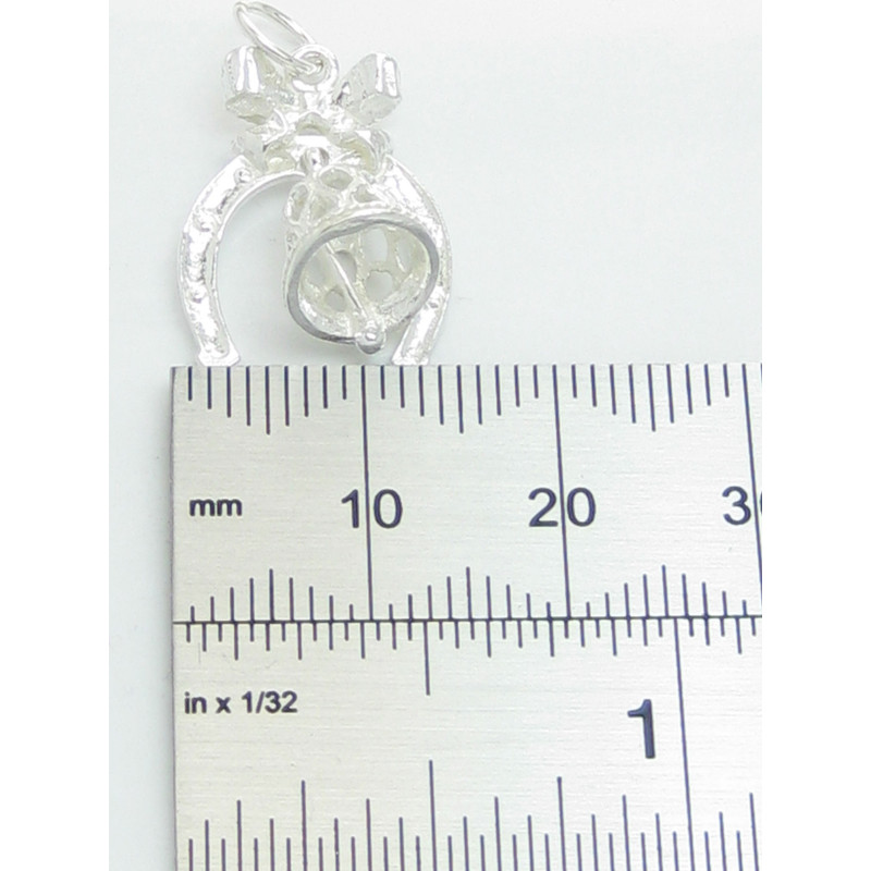 Sterling Silver Wedding Bell in a Lucky Horseshoe Charm