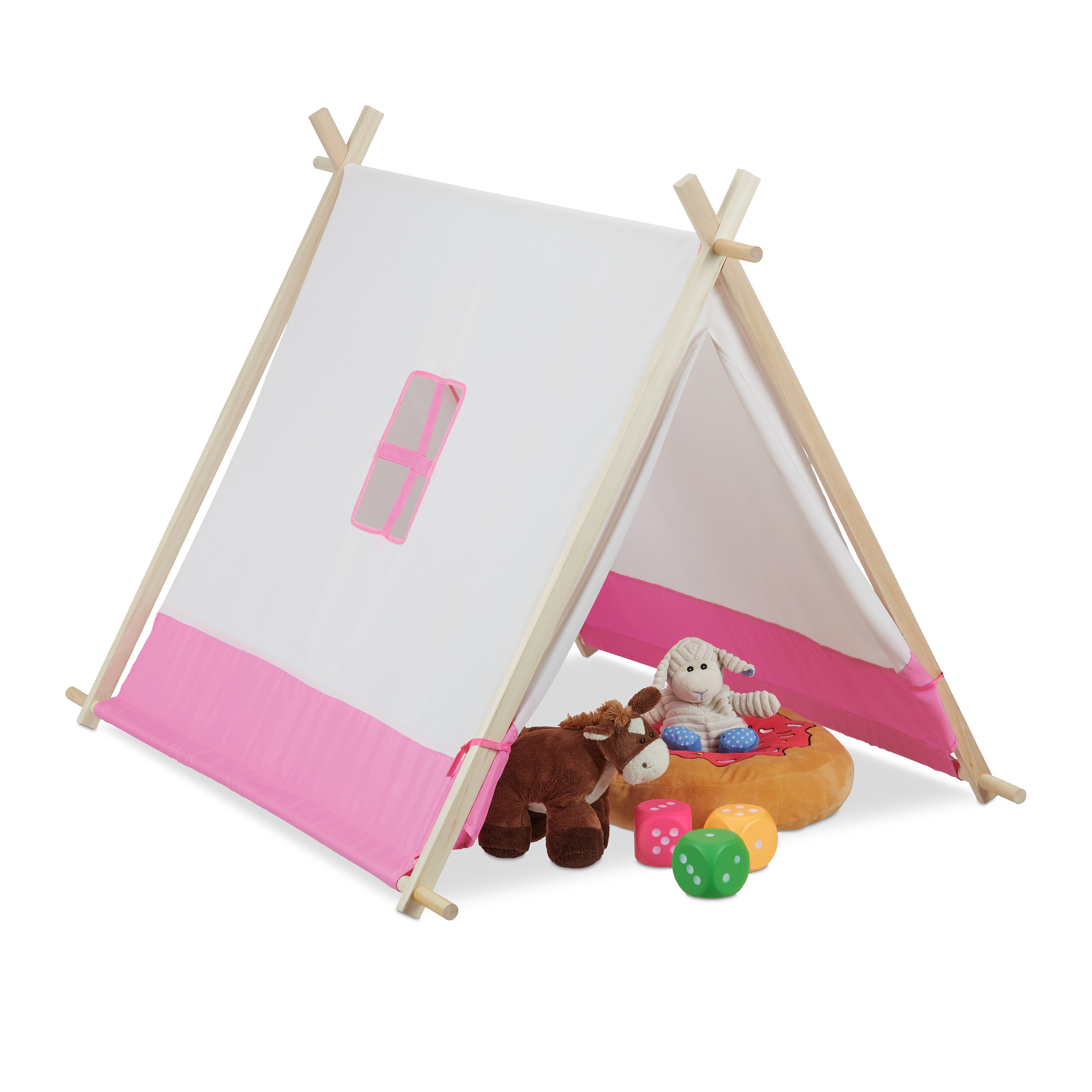 Teepee Tent In White/pink - (w)120 X (h)92 X (d)86 Cm