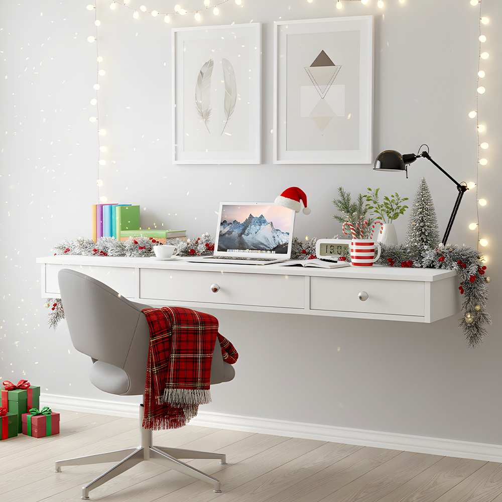 Floating Shelf with 3 Drawers, Rustic Wall-Mounted Storage Unit