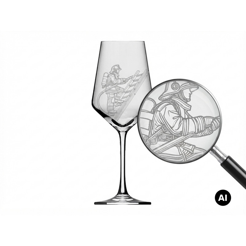 Image of Glass With Engraving Firefighter 350ml - Gift And Fire Fans From
