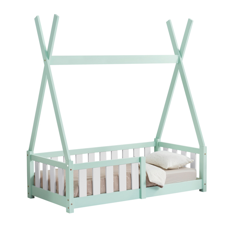 TEMU Lit d'enfant 'Helsingborg' avec protection de chute, bois de pin, 70 x 140 cm